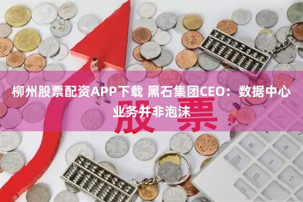 柳州股票配资APP下载 黑石集团CEO：数据中心业务并非泡沫